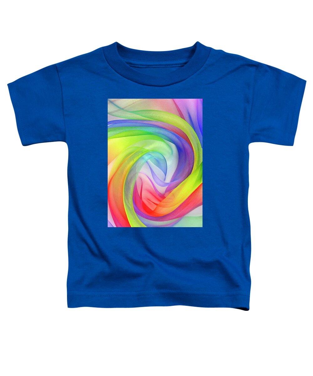 Organza Toddler T-Shirt featuring the photograph Twisted Twirl Of Organza Fabric Multi Color Texture by Severija Kirilovaite