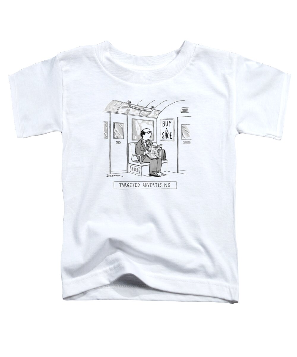 Targeted Advertising Toddler T-Shirt featuring the drawing Targeted Advertising A Man Sits On The Subway by Joe Dator