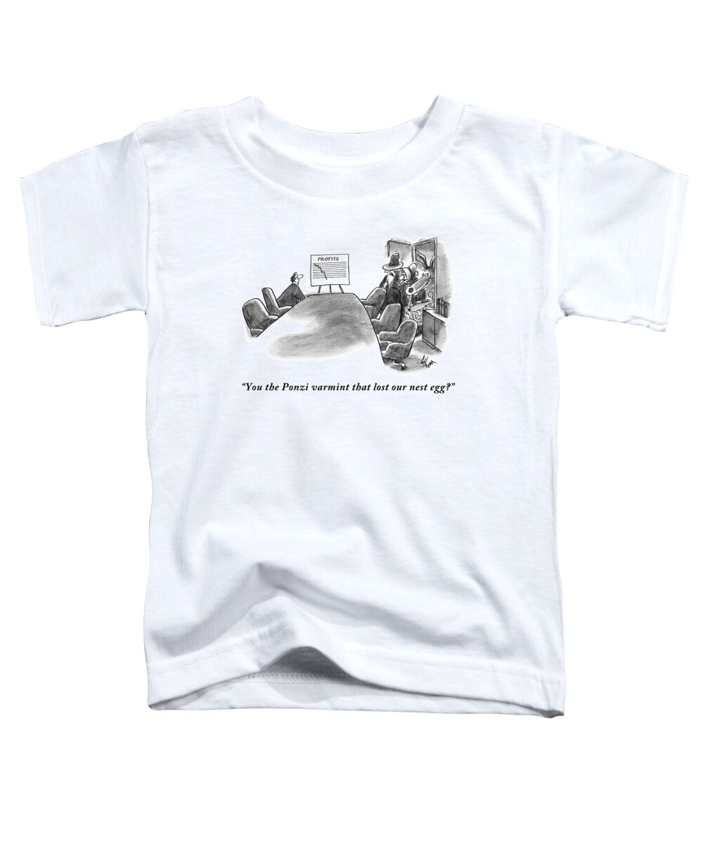 Meetings Toddler T-Shirt featuring the drawing A Man Is Seen Sitting In An Empty Meeting Room by Frank Cotham