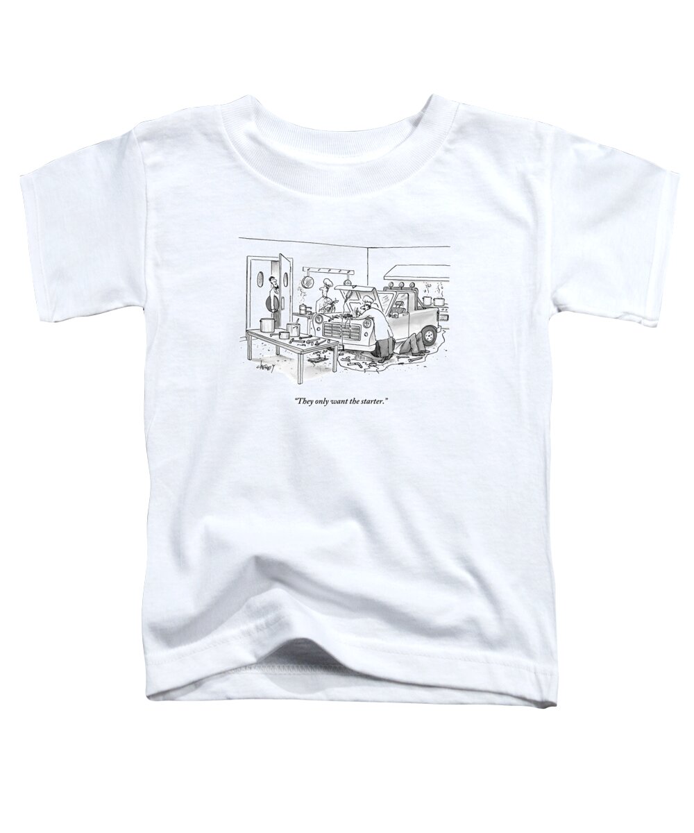 Chefs Toddler T-Shirt featuring the drawing A Waiter Speaks To The Chefs In The Kitchen by Tom Cheney