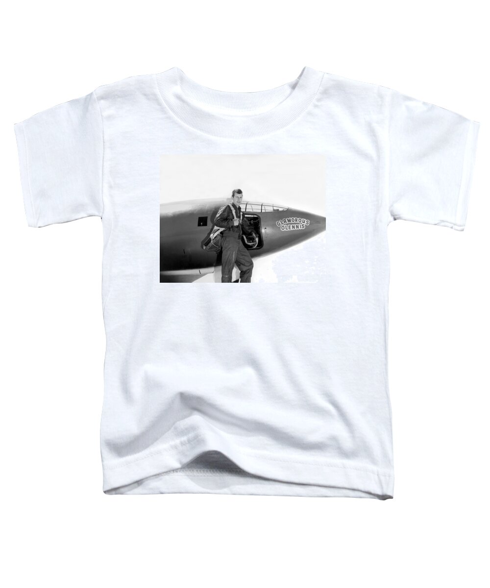 1 Person Toddler T-Shirt featuring the photograph Chuck Yeager And Bell X-1 #1 by Underwood Archives
