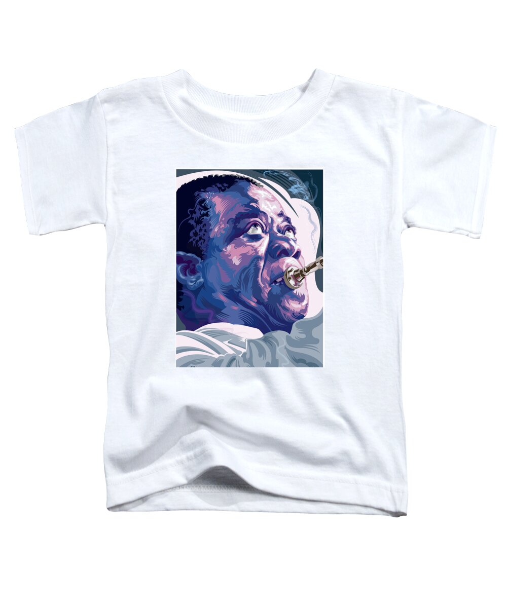 Louis Armstrong Toddler T-Shirt featuring the digital art Louis Armstrong Portrait 2 by Garth Glazier