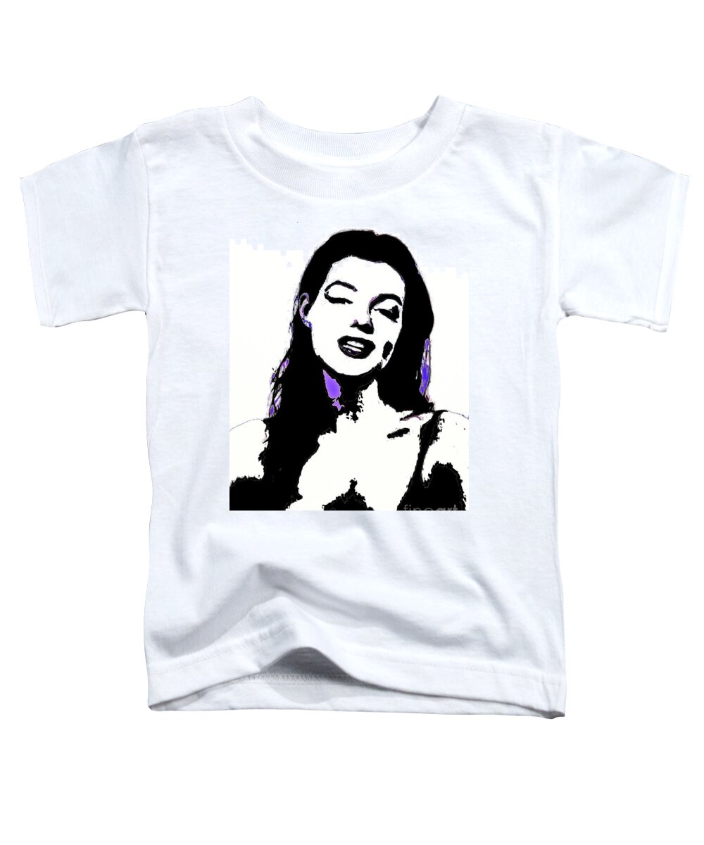 Marilyn Toddler T-Shirt featuring the painting Marilyn in Black and White #2 by Saundra Myles