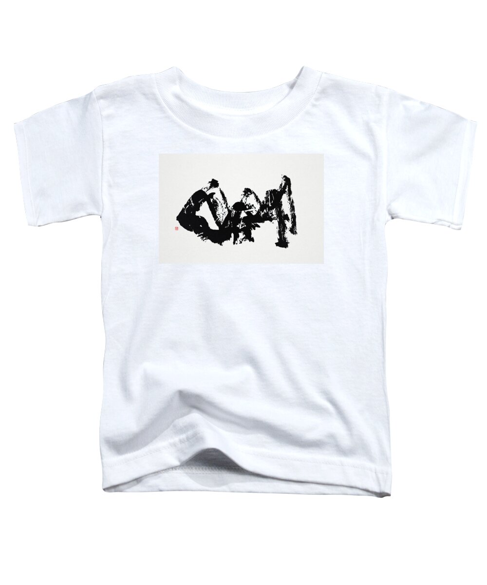 Mountain Toddler T-Shirt featuring the painting Mountain avant-garde calligraphy #1 by Ponte Ryuurui