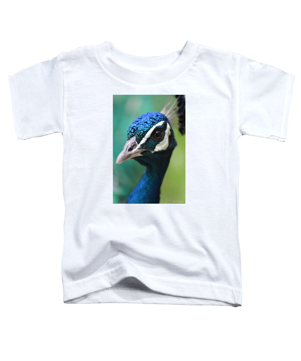 Peacock Toddler T-Shirt featuring the photograph Up Close And Personal by Amy Gallagher
