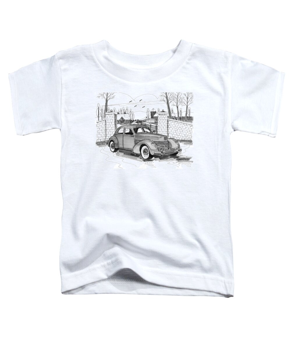 1937 Cord 812 Toddler T-Shirt featuring the drawing 1937 Cord 812 by Richard Wambach