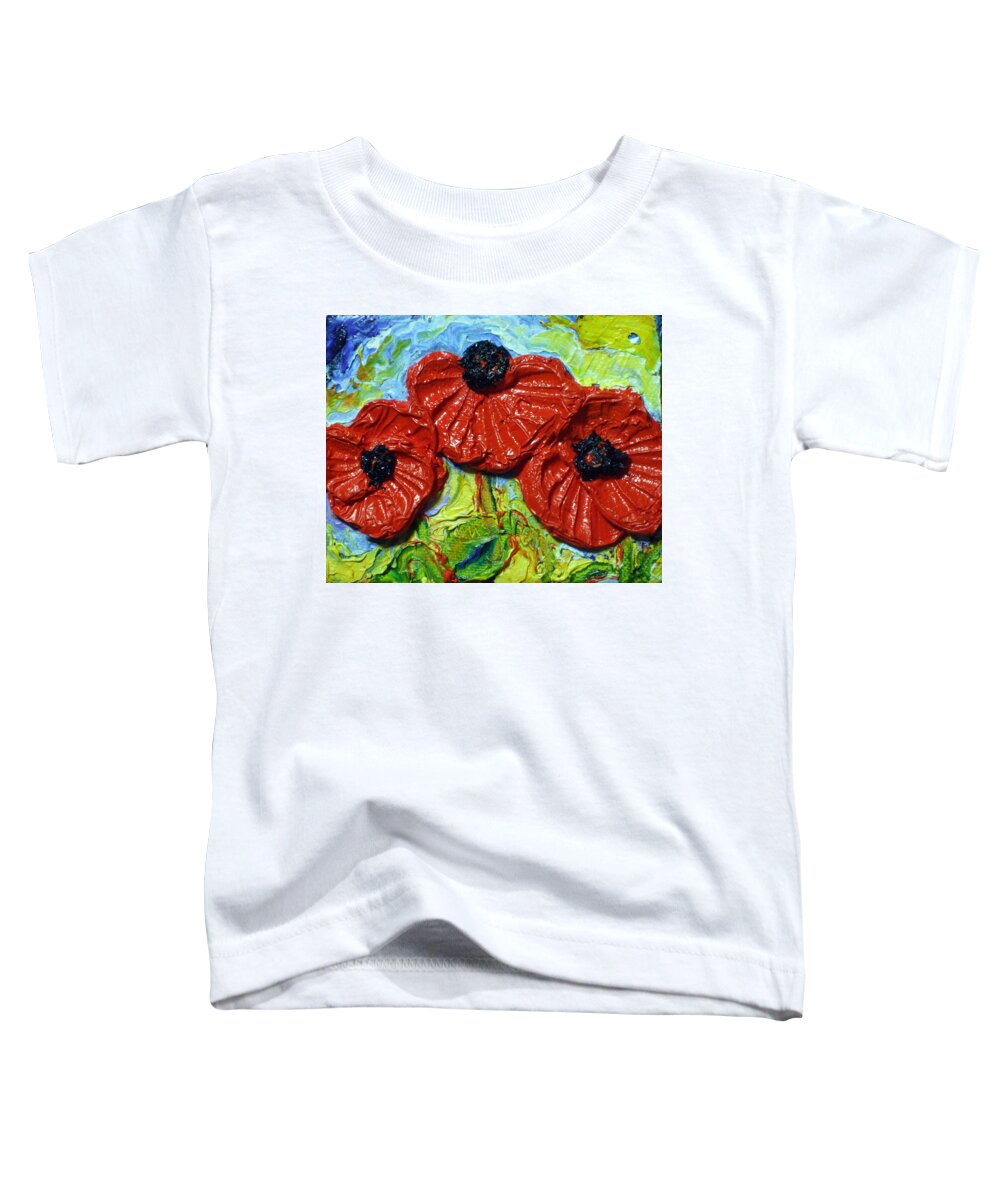 Red Toddler T-Shirt featuring the painting Paris' Red Poppies #2 by Paris Wyatt Llanso
