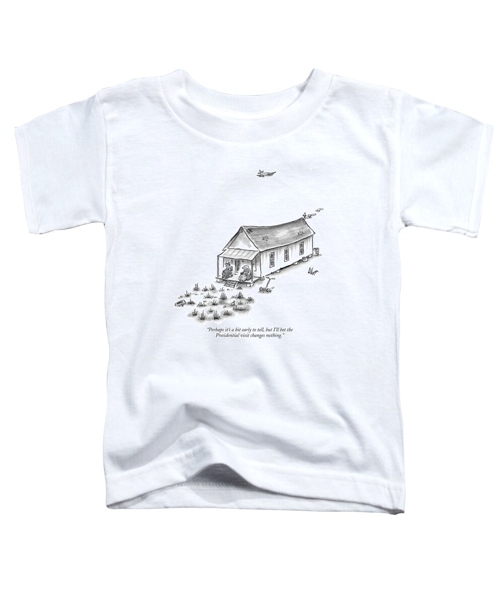 Rural Hicks Government Problems

(couple Sitting On Front Porch As Plane Flies Overhead.) 120740 Fco Frank Cotham Toddler T-Shirt featuring the drawing Perhaps It's A Bit Early To Tell by Frank Cotham