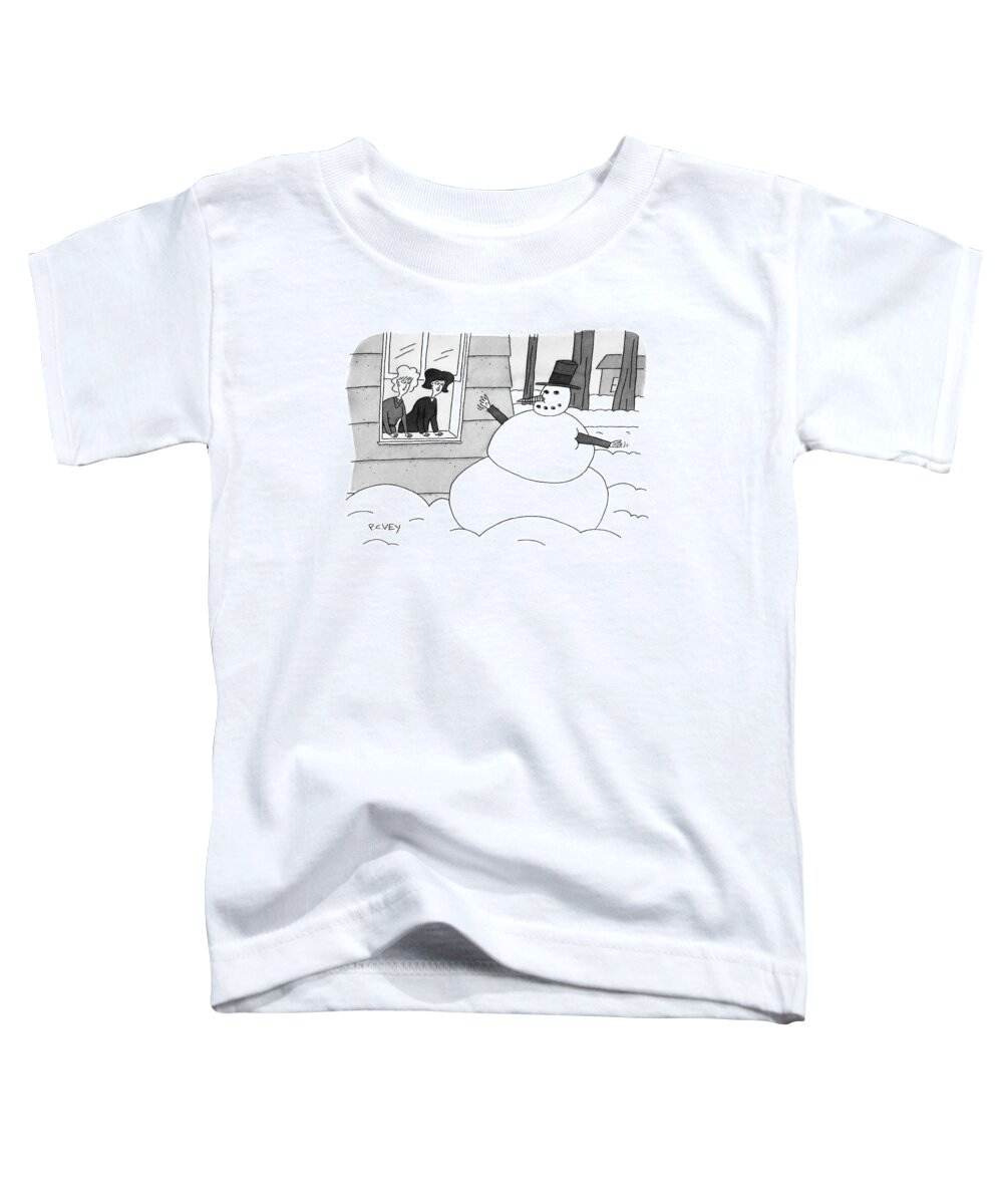 Snowman Toddler T-Shirt featuring the drawing New Yorker January 21st, 2008 by Peter C. Vey