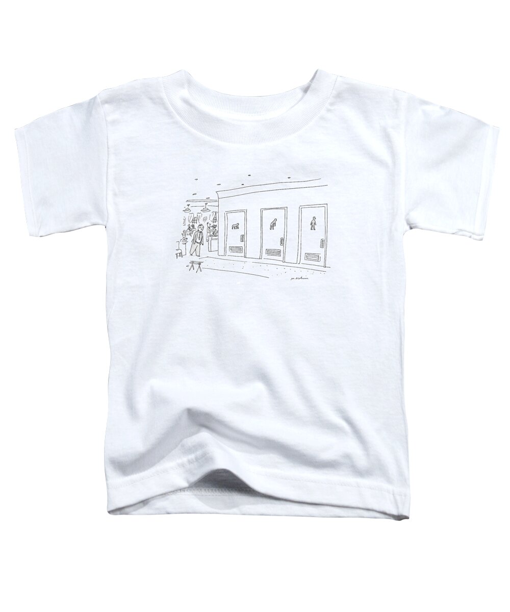 Bathroom Evolution Toddler T-Shirt featuring the drawing Bathroom Evolution by Michael Maslin