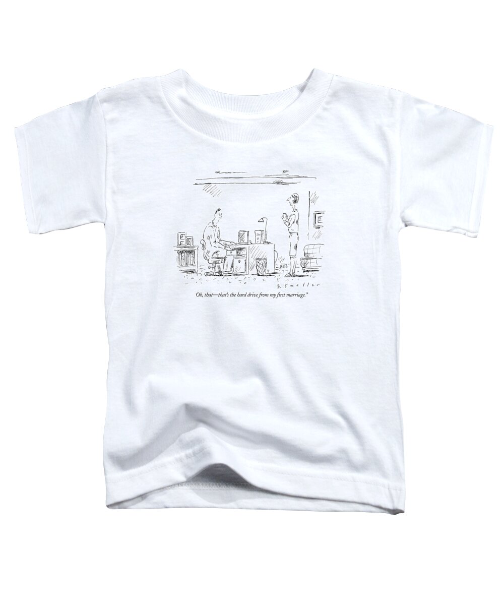 Technology Toddler T-Shirt featuring the drawing Oh, That - That's The Hard Drive From My First by Barbara Smaller
