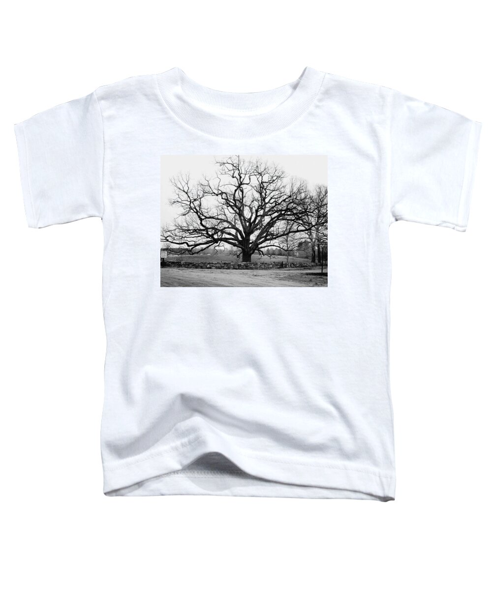 Exterior Toddler T-Shirt featuring the photograph A Bare Oak Tree by Tom Leonard