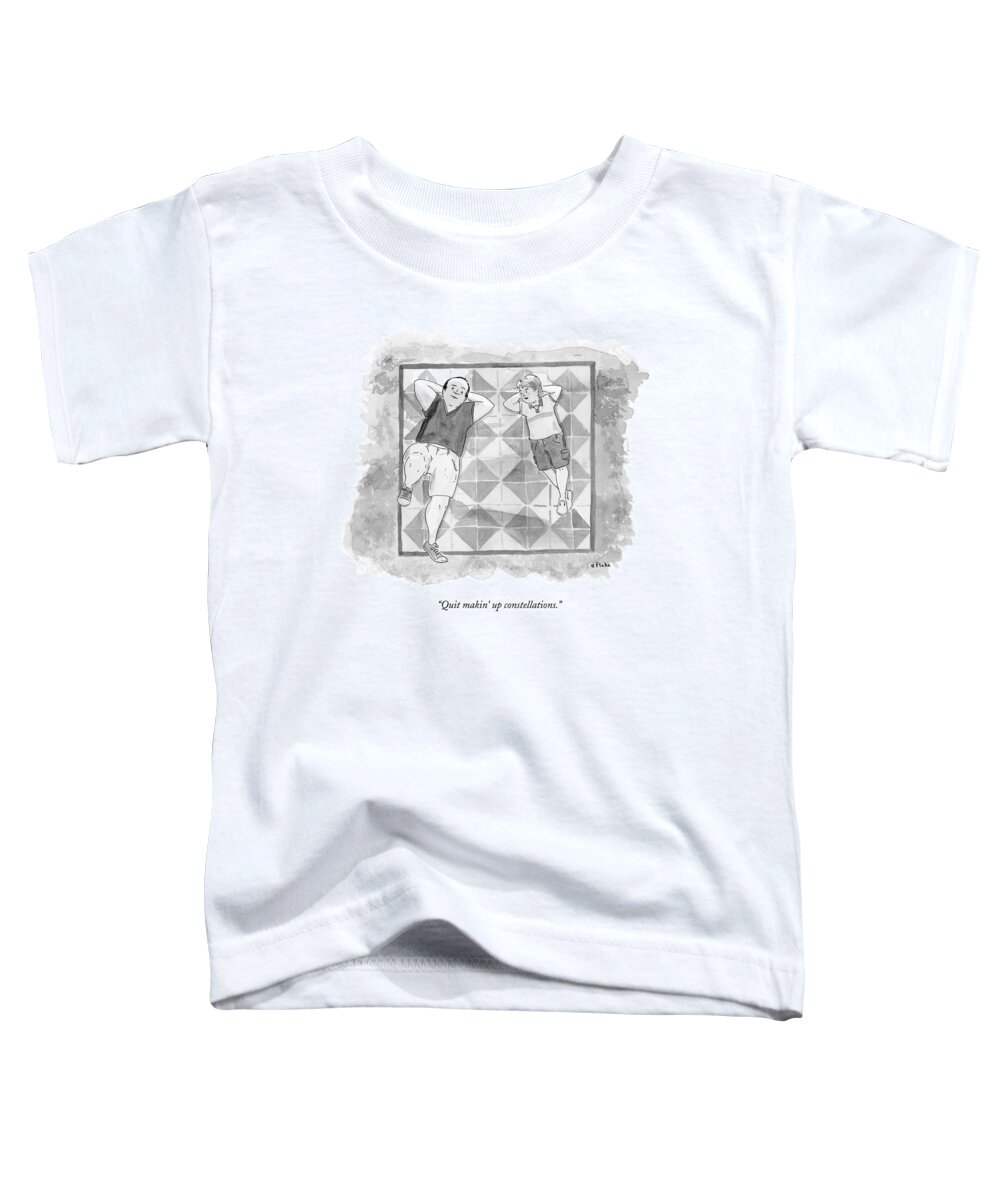 Stars Toddler T-Shirt featuring the drawing A Boy And His Father Look Up At The Stars by Emily Flake
