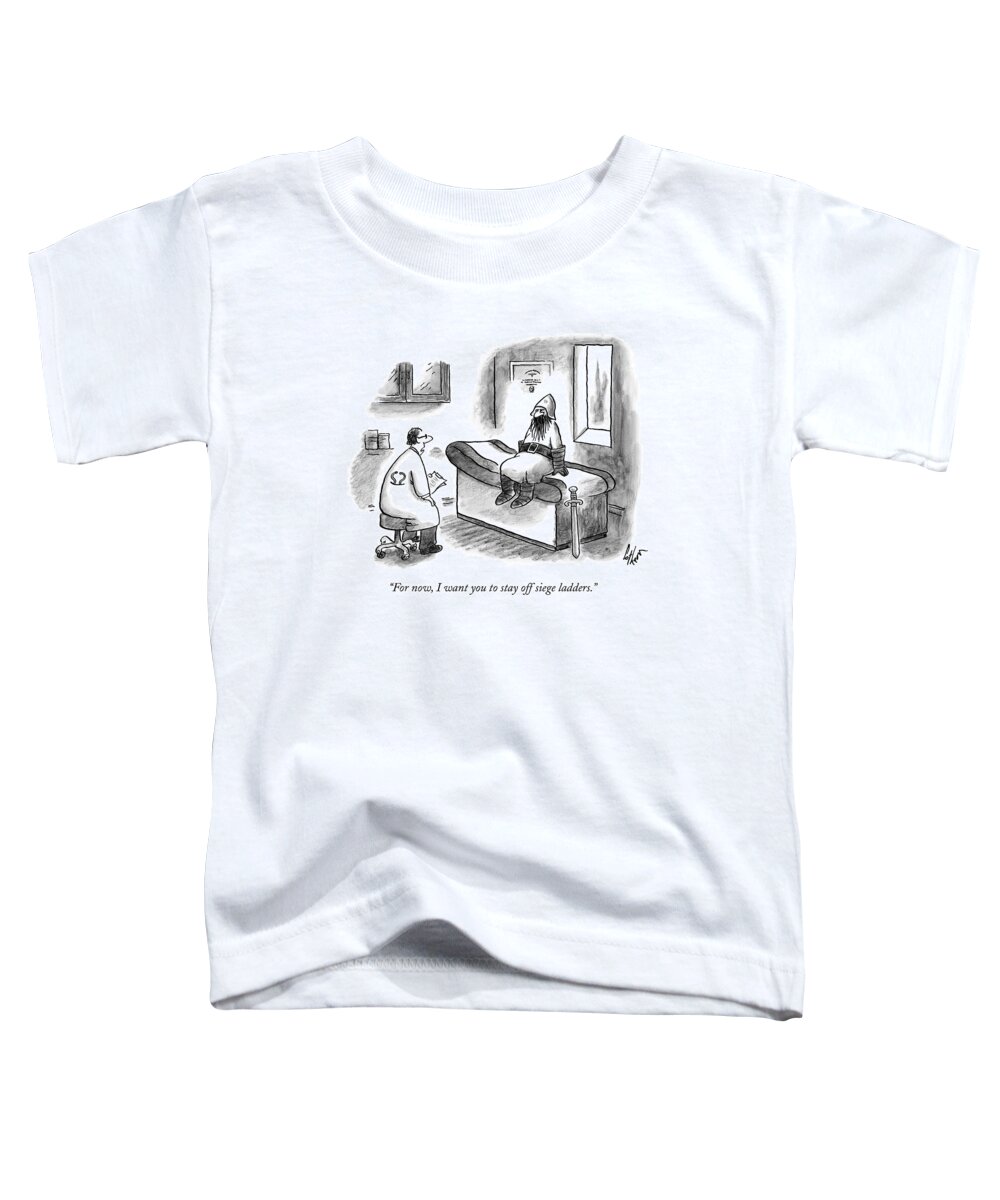 Sieges Toddler T-Shirt featuring the drawing A Doctor Speaks To A Medieval Warrior by Frank Cotham