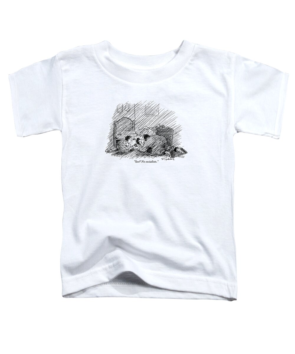 Monsters Toddler T-Shirt featuring the drawing A Father And His Son Are Seen Looking by Mike Twohy