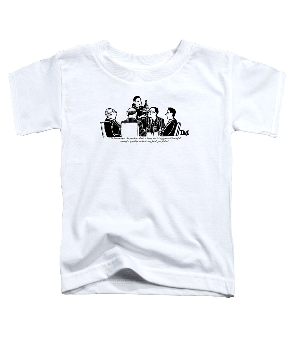 Businessmen Toddler T-Shirt featuring the drawing A Female Sommelier Presents A Bottle Of Wine by Drew Dernavich