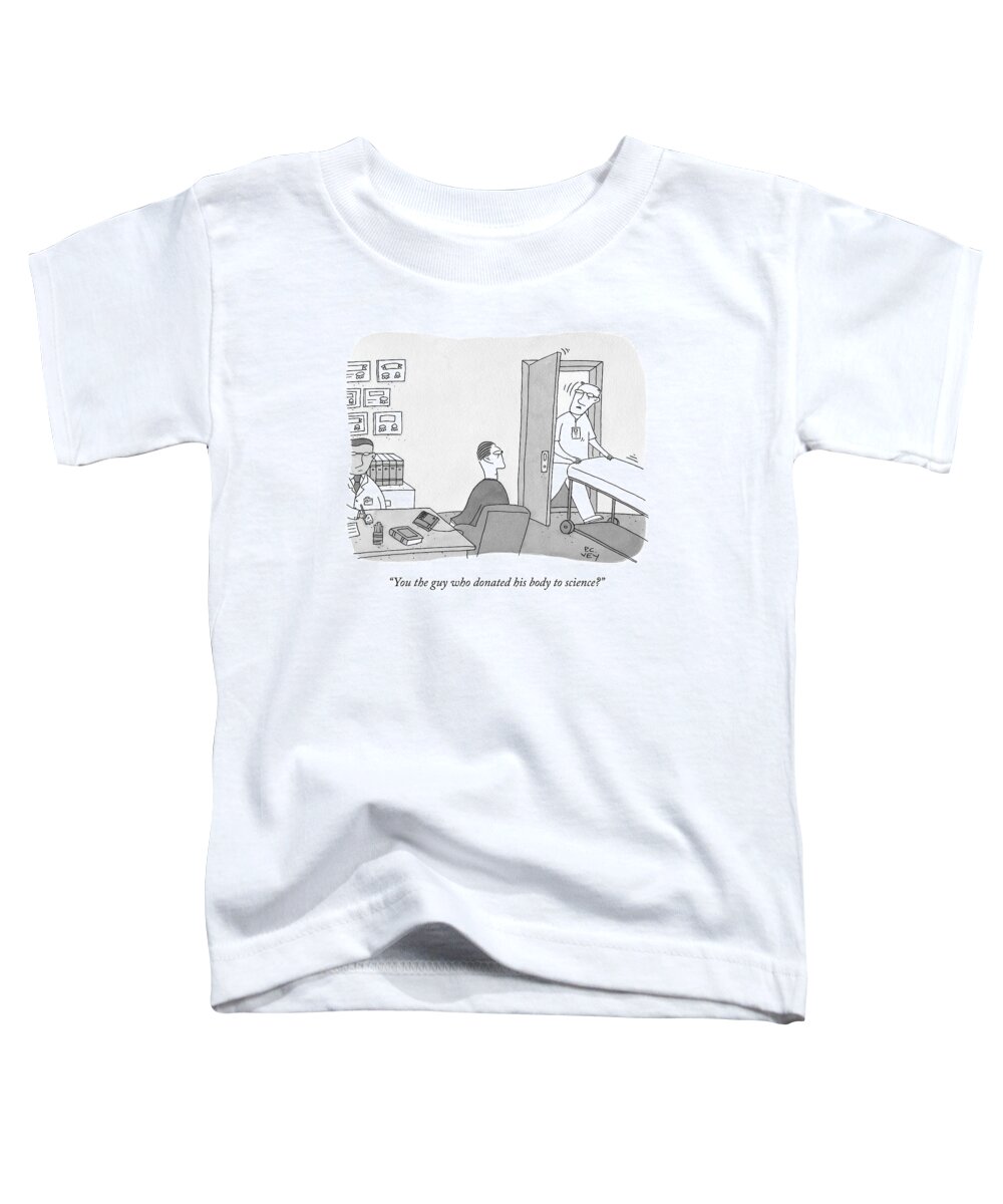 Donate To Science Toddler T-Shirt featuring the drawing A Hospital Orderly Wheels A Morgue Bed by Peter C. Vey