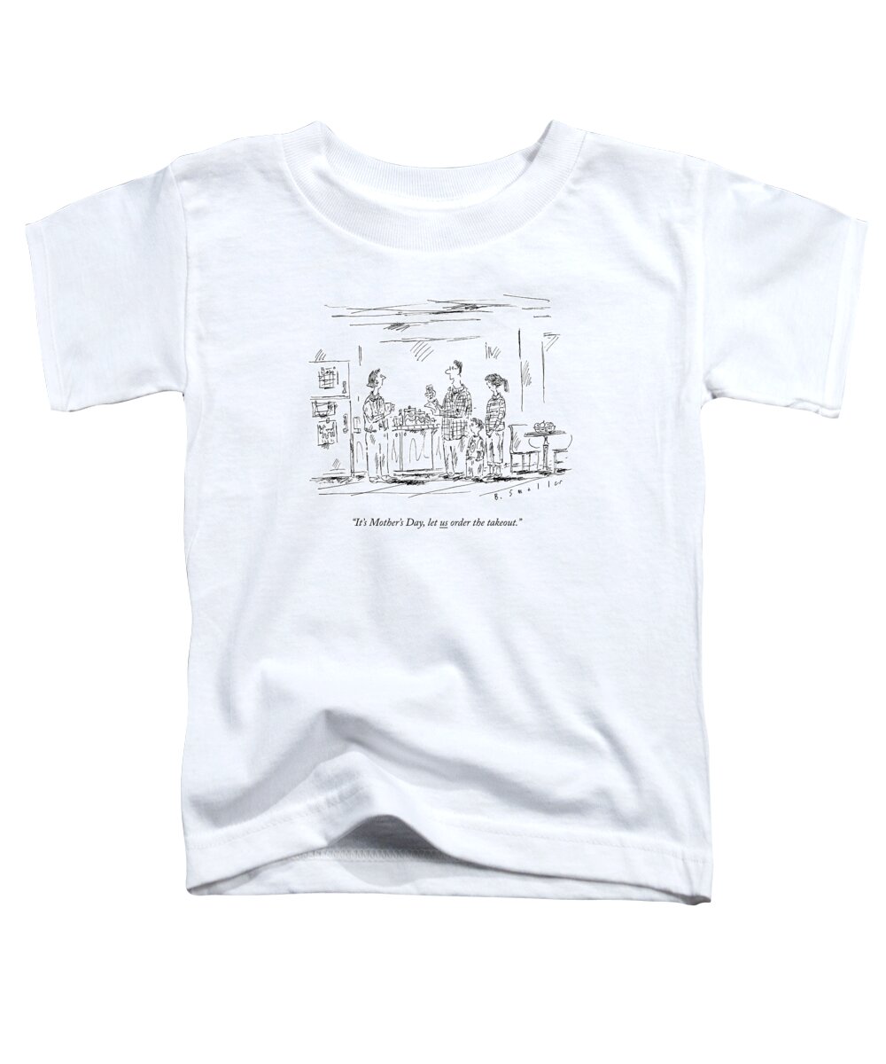 Mother's Day Toddler T-Shirt featuring the drawing A Husband And Children Speak To A Mother by Barbara Smaller
