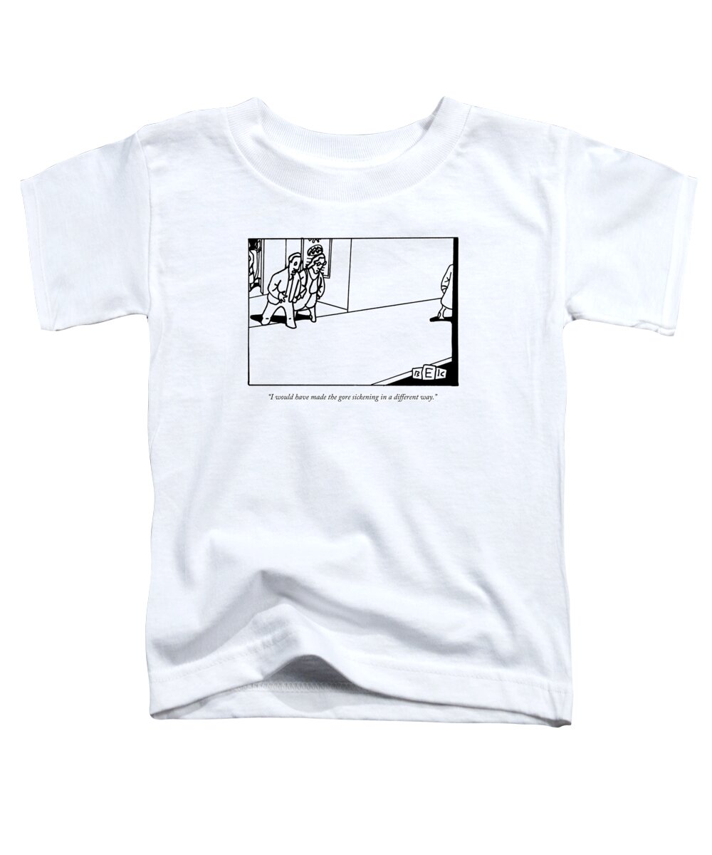 Movies Toddler T-Shirt featuring the drawing A Husband Speaks To His Wife As They Step by Bruce Eric Kaplan