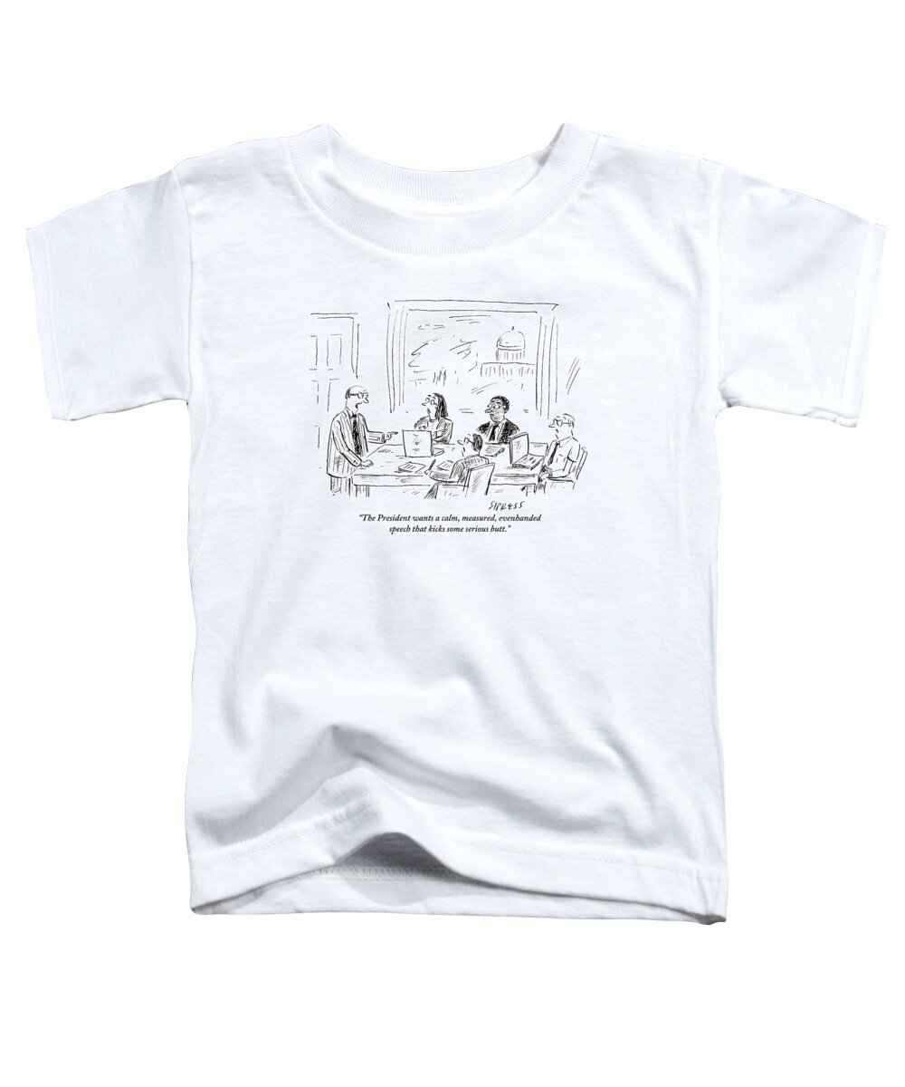 Meeting Toddler T-Shirt featuring the drawing A Man Is Leading A Meeting Of Four People by David Sipress