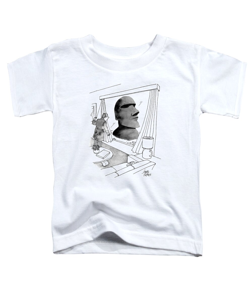 Cctk Toddler T-Shirt featuring the drawing A Man Looks Out His Living Room Window To See An by Joseph Farris