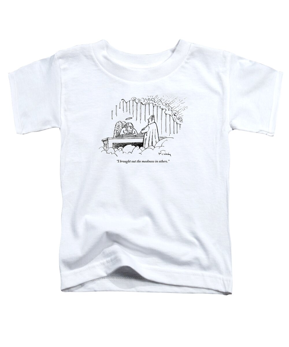 Gates Toddler T-Shirt featuring the drawing A Man Stands With His Arms Crossed Before An by Mike Twohy
