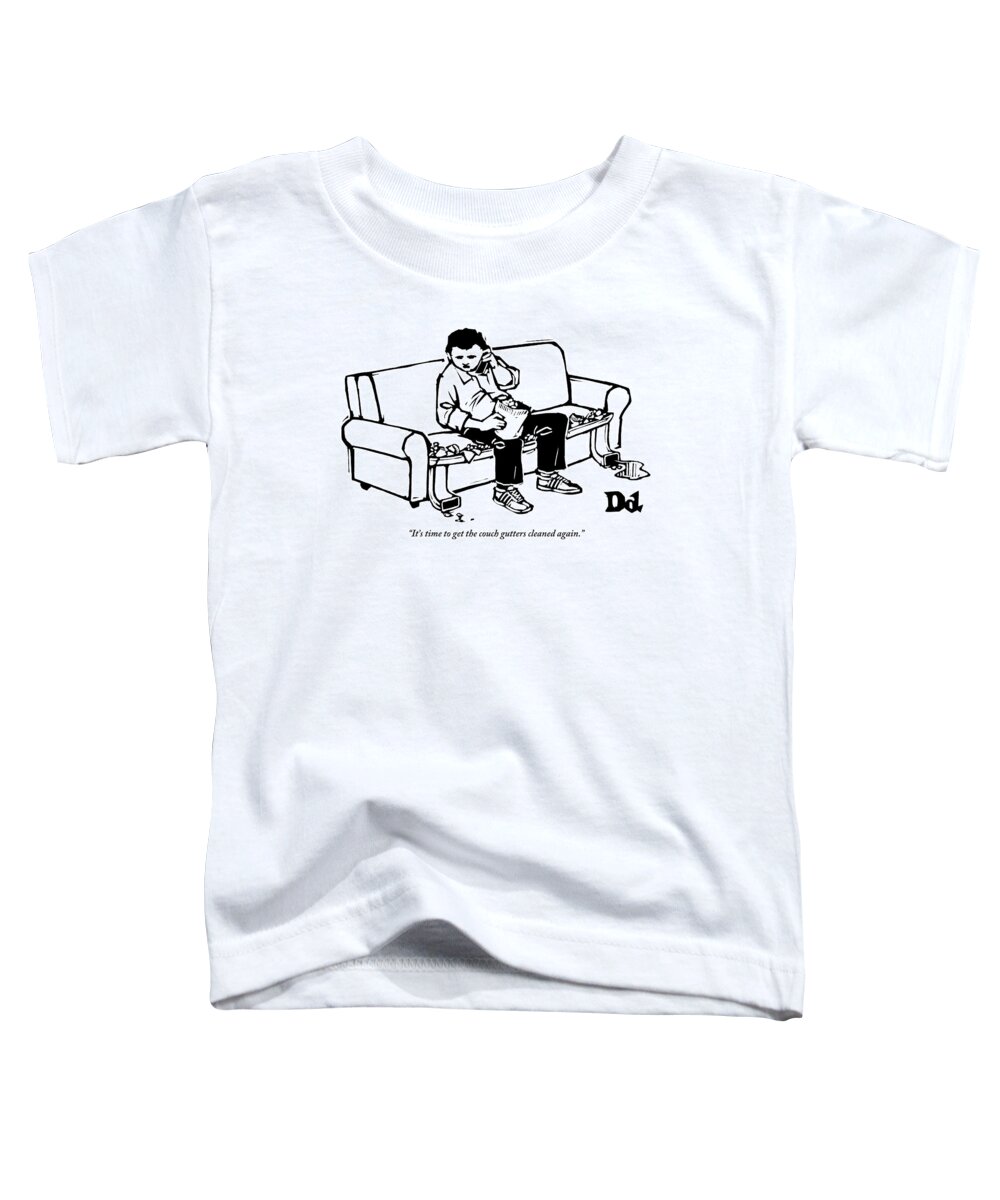 Couch Potato Toddler T-Shirt featuring the drawing A Man Talking The Phone by Drew Dernavich