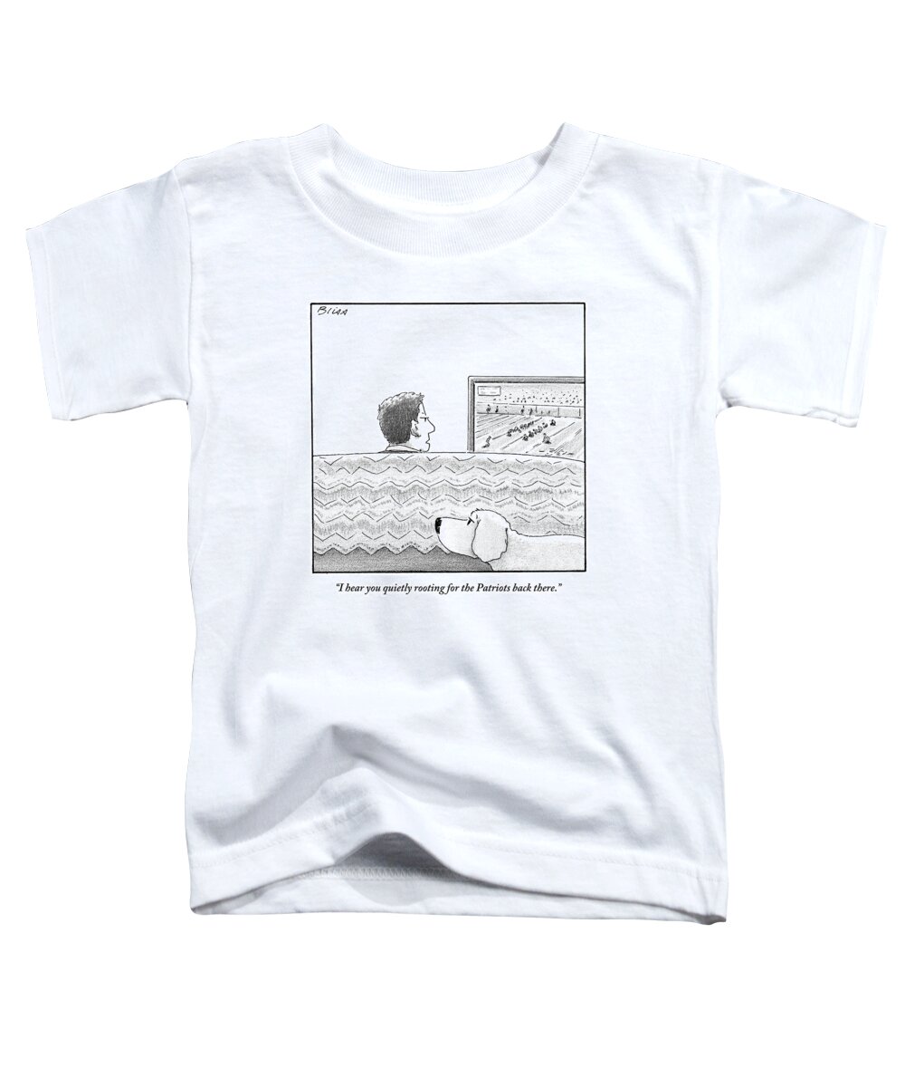 Football Toddler T-Shirt featuring the drawing A Man Watches His Football Team Take by Harry Bliss