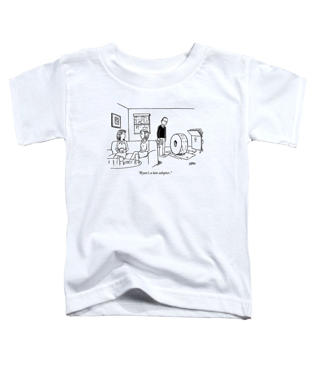 Technology Toddler T-Shirt featuring the drawing A Man Who Has Just Begun Using The Wheel by Ward Sutton