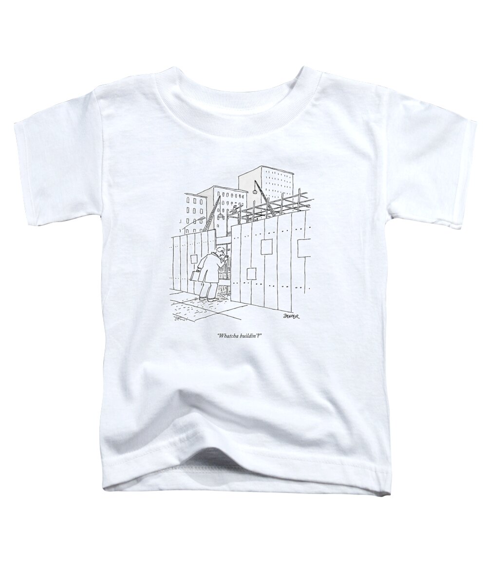 Construction Toddler T-Shirt featuring the drawing A Man With A Briefcase Looks Downwards by Jack Ziegler