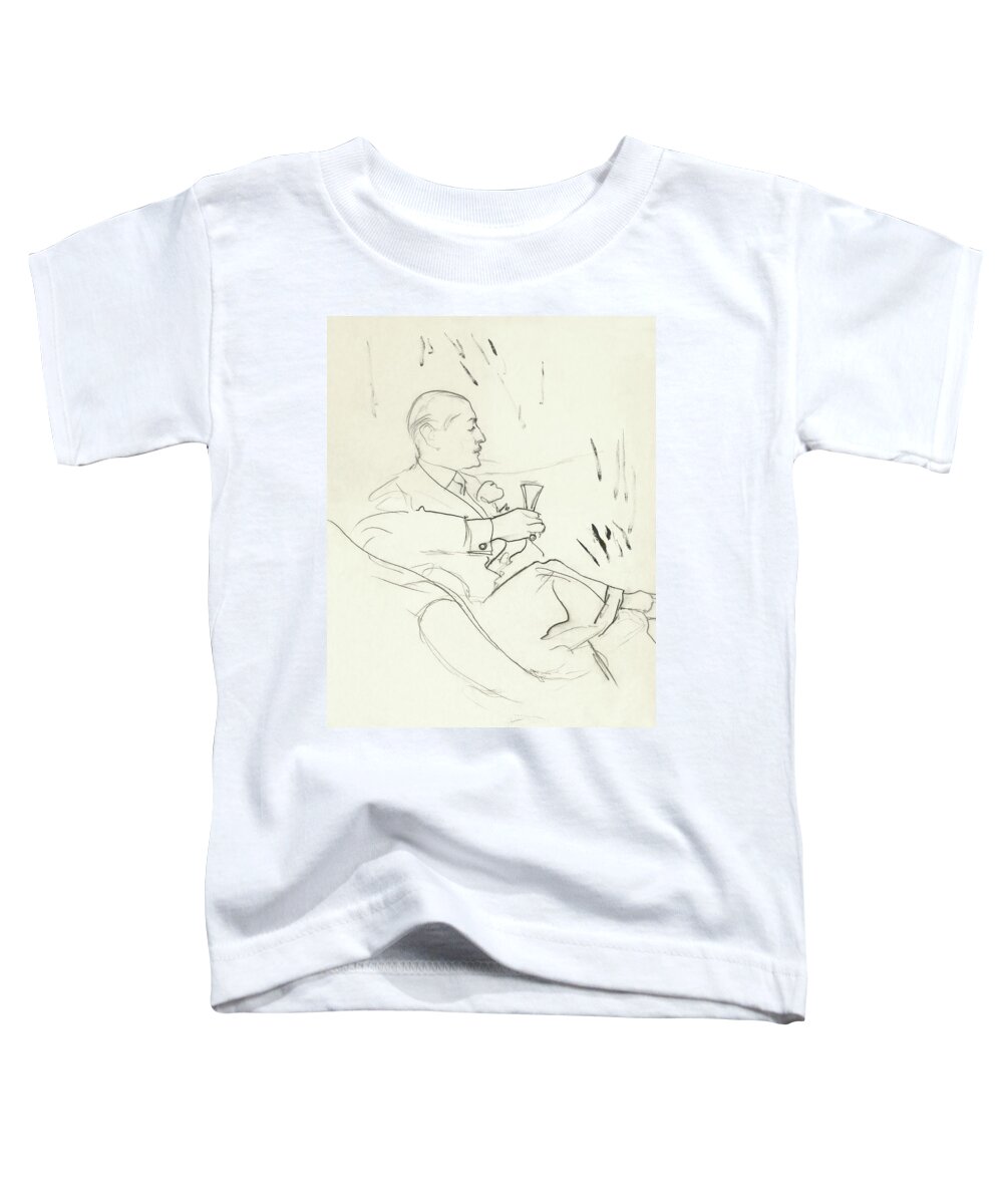 Illustration Toddler T-Shirt featuring the digital art A Man With A Glass Of Wine by Carl Oscar August Erickson