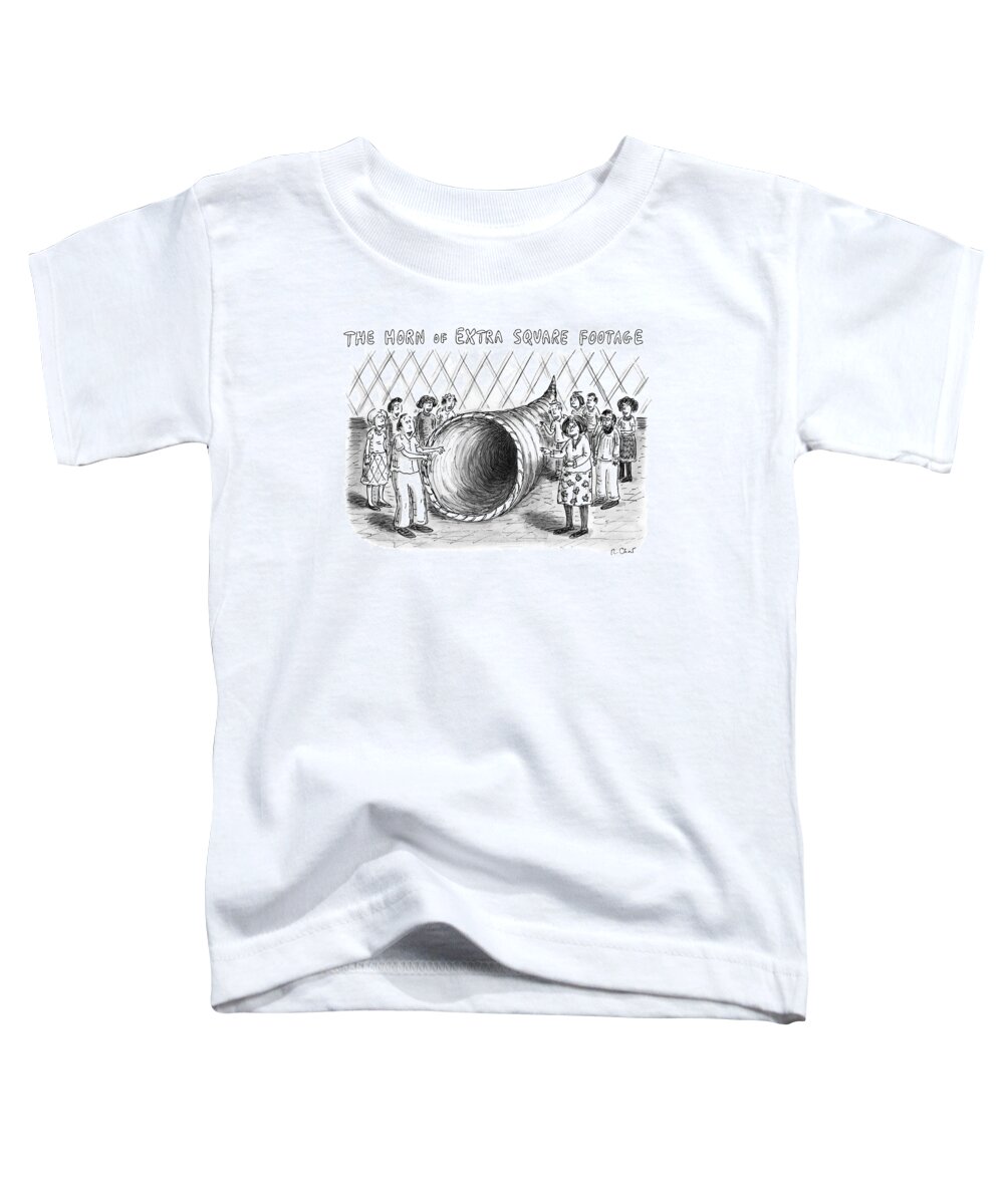 The Horn Of Plenty Toddler T-Shirt featuring the drawing A Massive But Empty Horn Of Plenty Stands by Roz Chast