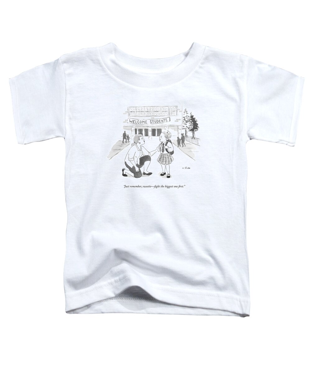 School Toddler T-Shirt featuring the drawing Fight The Biggest One First by Emily Flake