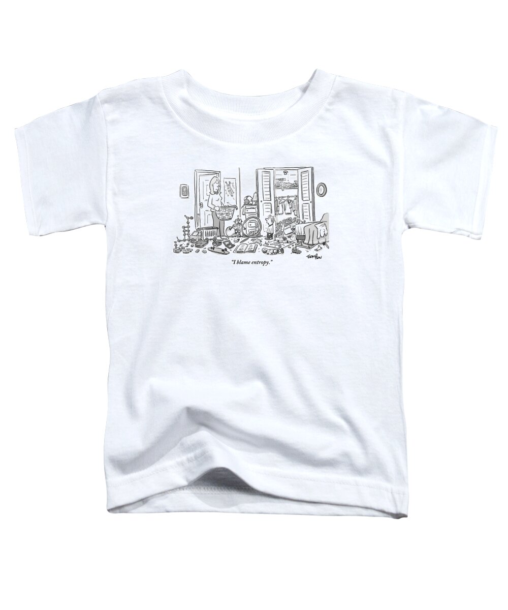 Entropy Toddler T-Shirt featuring the drawing A Mother Stands Angrily In The Doorway by Mark Thompson
