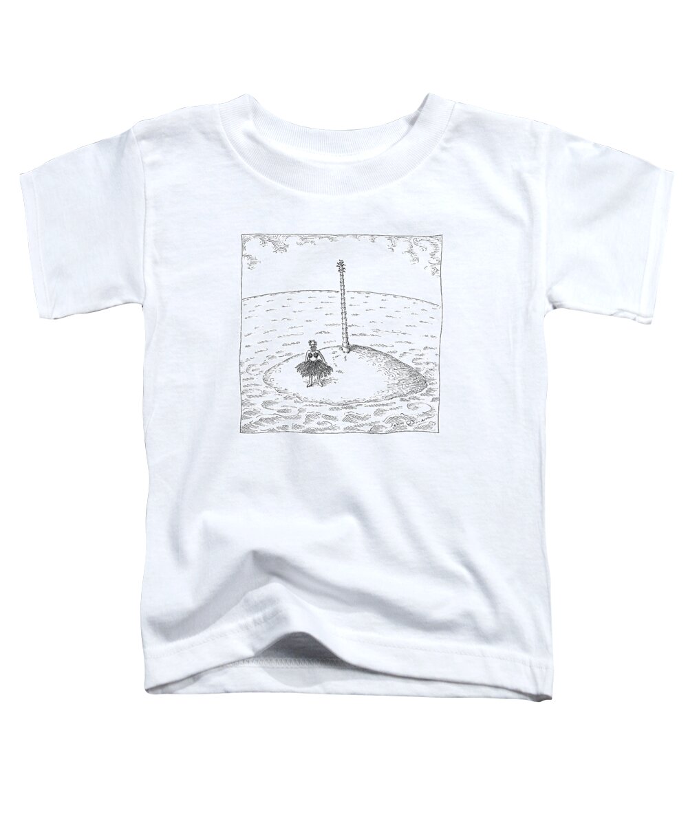 Captionless Desert Island Toddler T-Shirt featuring the drawing A Person Stands On A Desert Island. The Tree by John O'Brien