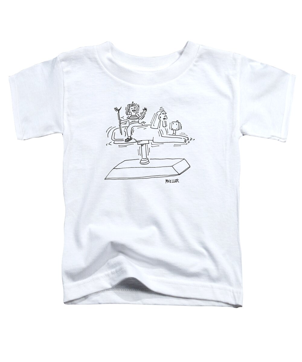 Captionless Ancient Egypt Toddler T-Shirt featuring the drawing A Pharoah Rides A Mechanical Sphinx by Peter Mueller