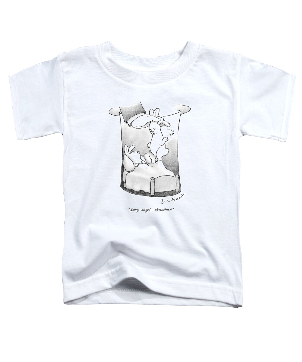 Rabbit Toddler T-Shirt featuring the drawing A Rabbit Is Being Pulled Out Of A Hat by David Borchart