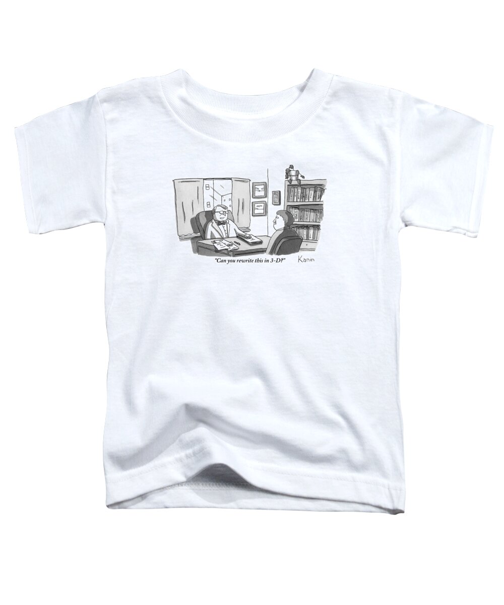 Books Toddler T-Shirt featuring the drawing A Suited Man Behind A Desk Addresses A Writer by Zachary Kanin