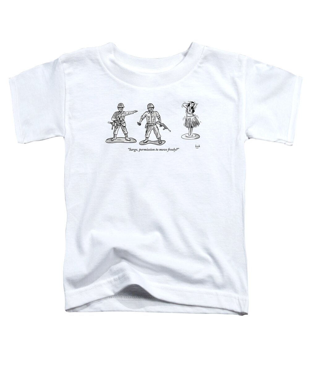 Toy Soldier Toddler T-Shirt featuring the drawing A Toy Soldier Addresses A Second Toy Soldier by Bob Eckstein