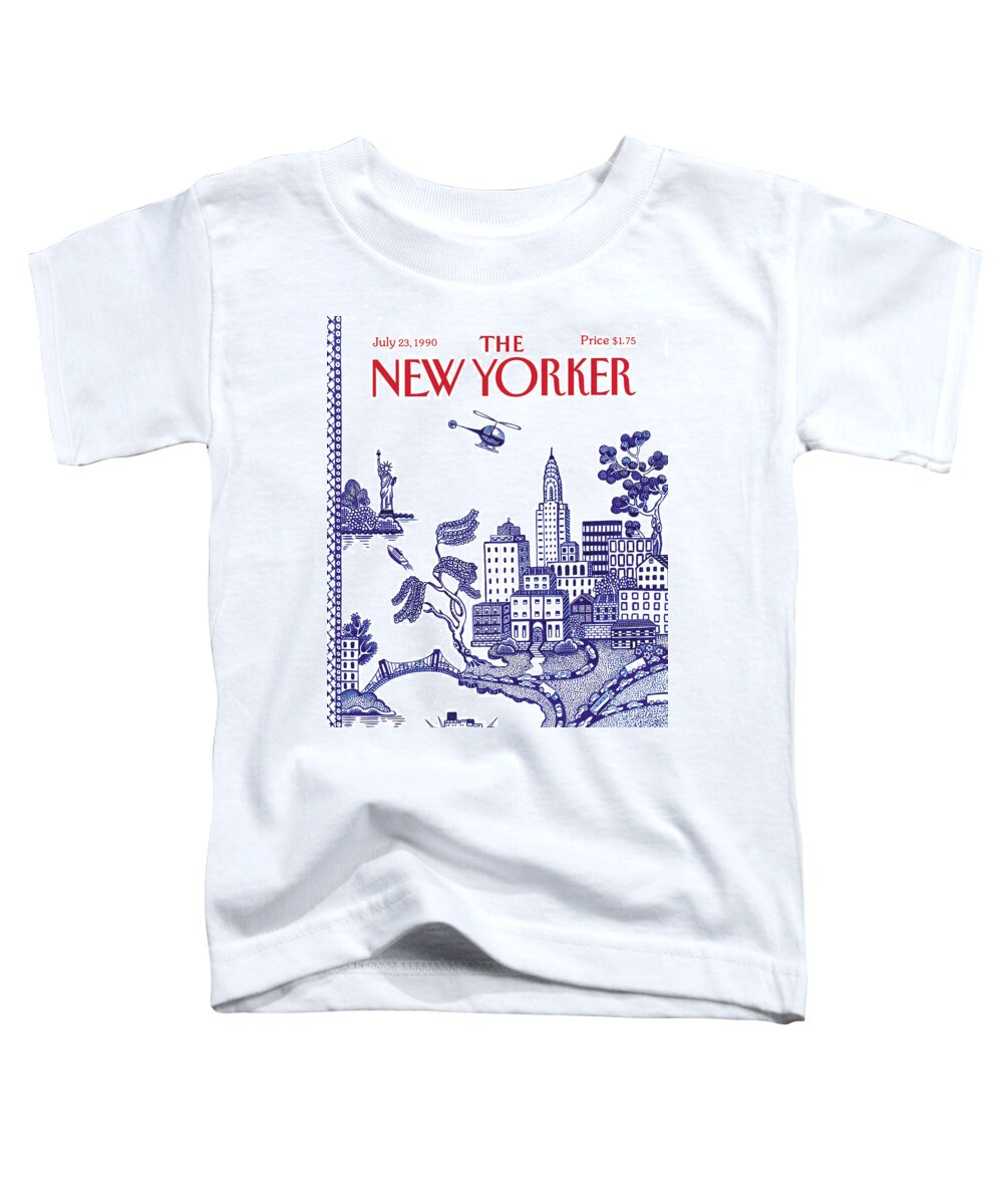 New York City Toddler T-Shirt featuring the painting New Yorker July 23, 1990 by Pamela Paparone