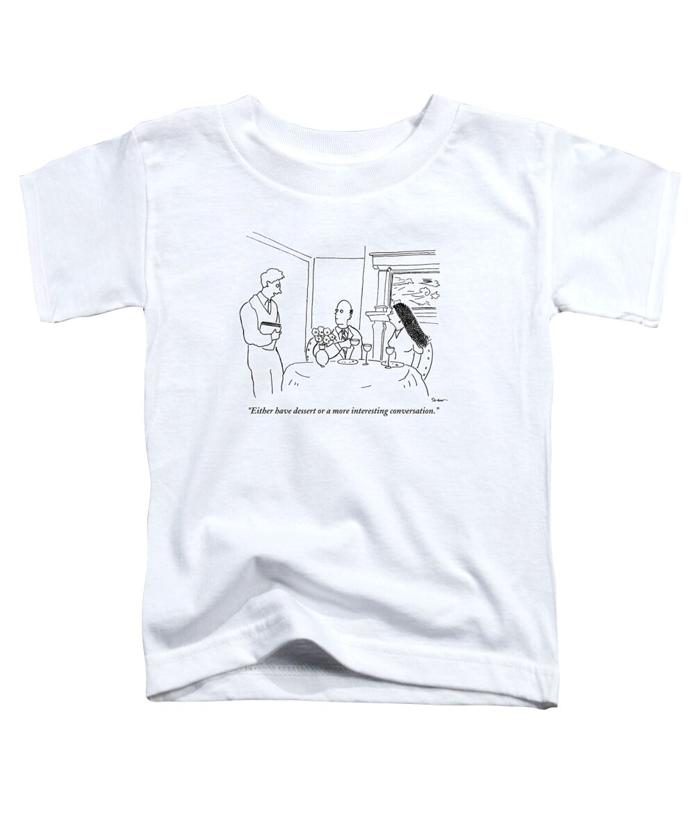 Waiters Toddler T-Shirt featuring the drawing A Waiter Speaks To A Couple At A Table by Michael Shaw