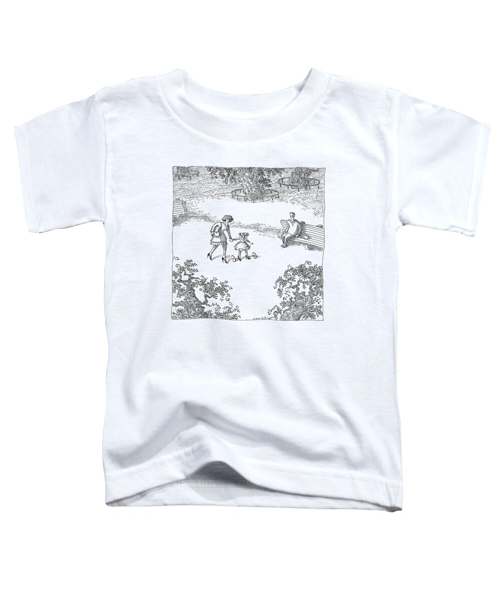 Walk Toddler T-Shirt featuring the drawing A Woman Is Seen Guiding Her Daughter by John O'Brien
