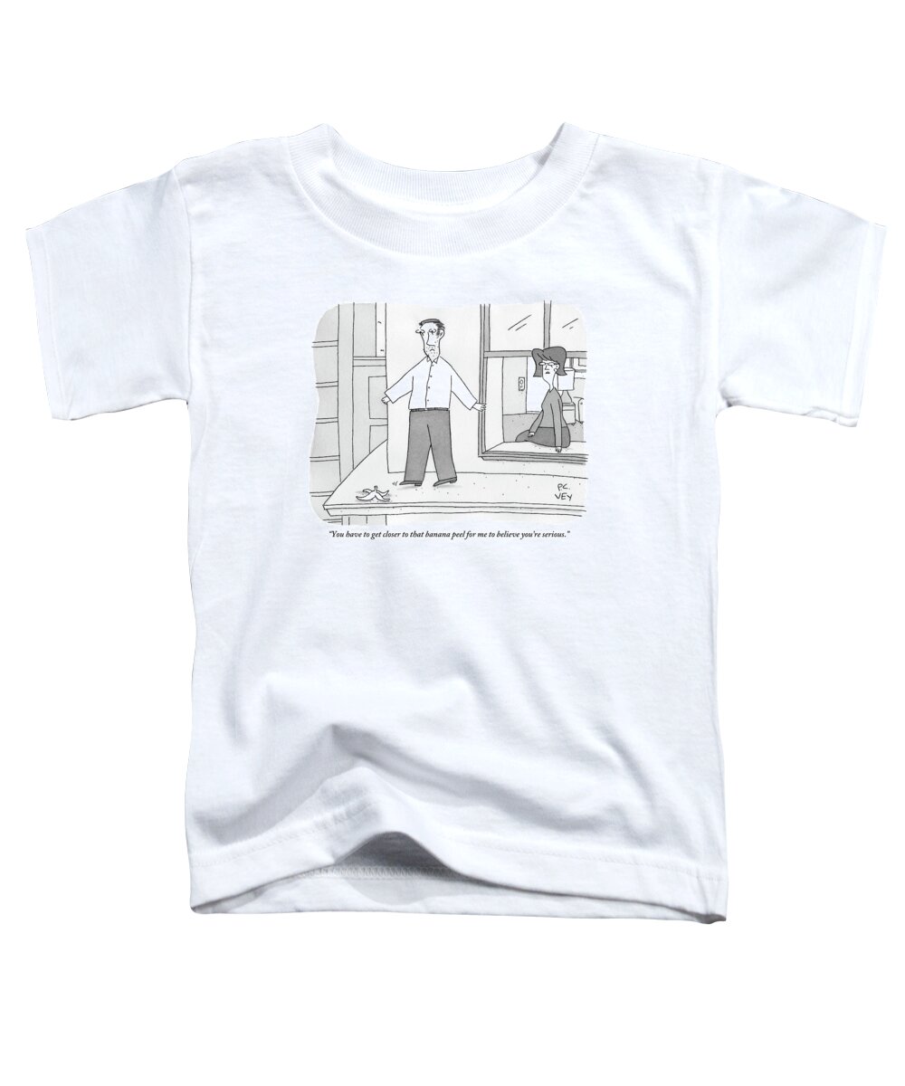Bananas Toddler T-Shirt featuring the drawing A Woman Speaks Through A Window To A Man Who by Peter C. Vey
