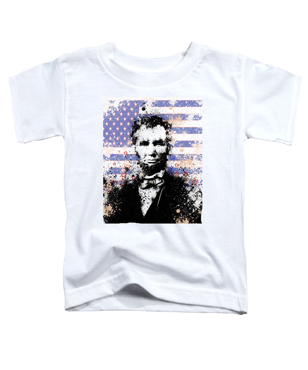 Abraham Lincoln Toddler T-Shirt featuring the painting Abraham Lincoln Pop Art Splats by Bekim M