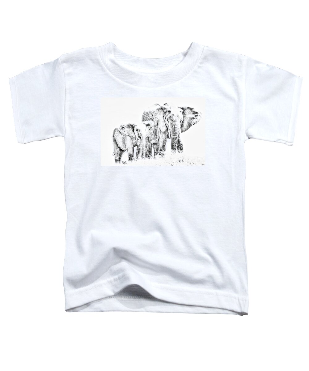 Elephant Toddler T-Shirt featuring the photograph African Elephants by Aidan Moran