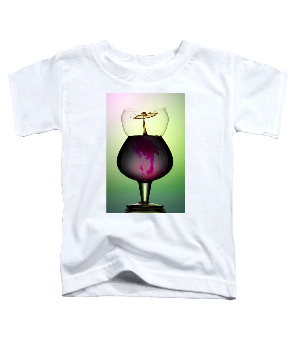 Liquid Toddler T-Shirt featuring the photograph An abstract form inside breaking bubble created with liquid by Jaroslaw Blaminsky