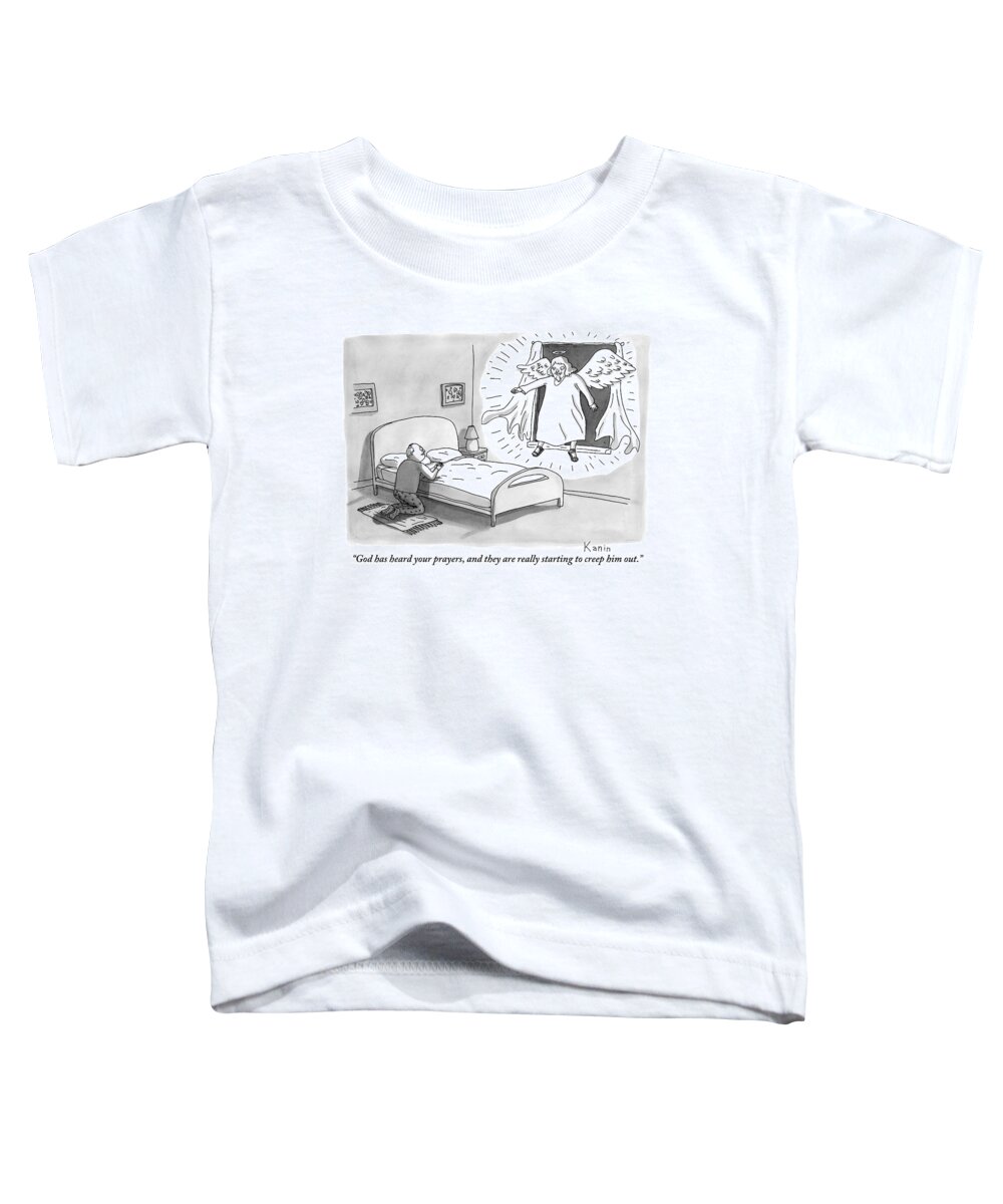 Angel Toddler T-Shirt featuring the drawing An Angel Is Hovering In The Window Of A Man by Zachary Kanin