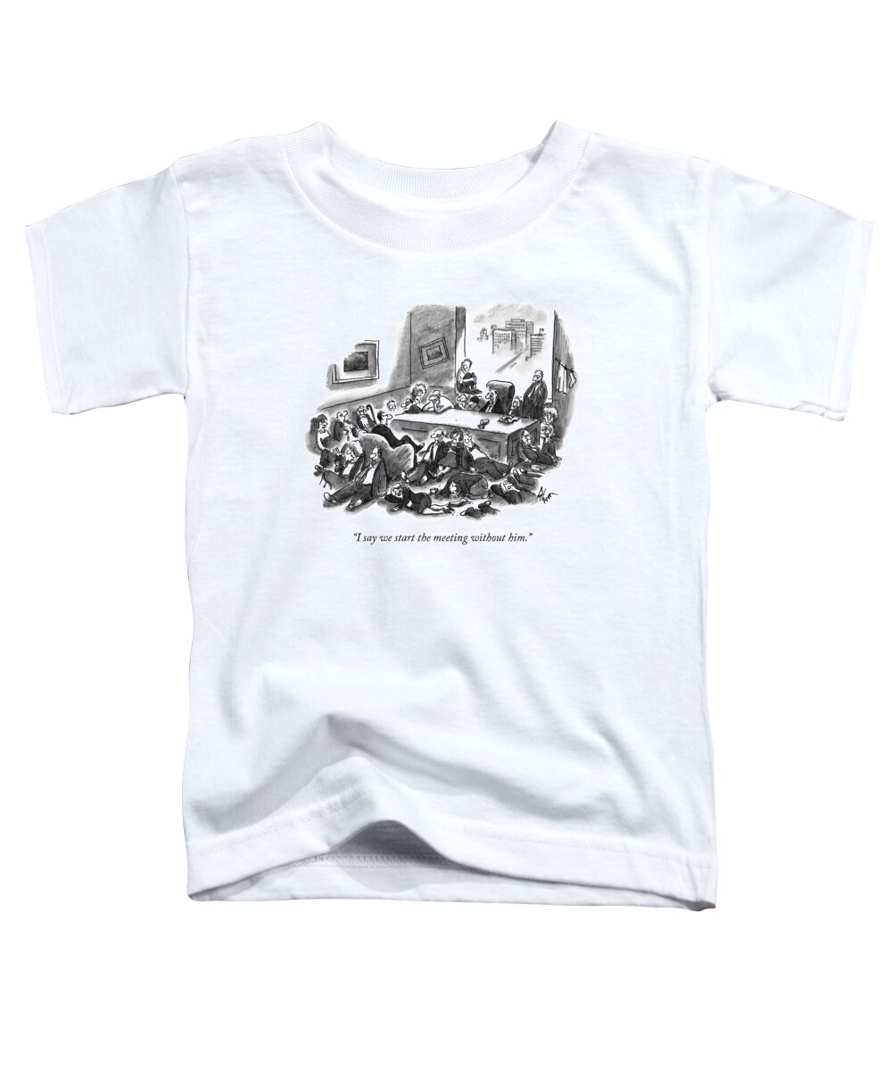 
Office Toddler T-Shirt featuring the drawing An Office Room Is Seen Overflowing With Men by Frank Cotham