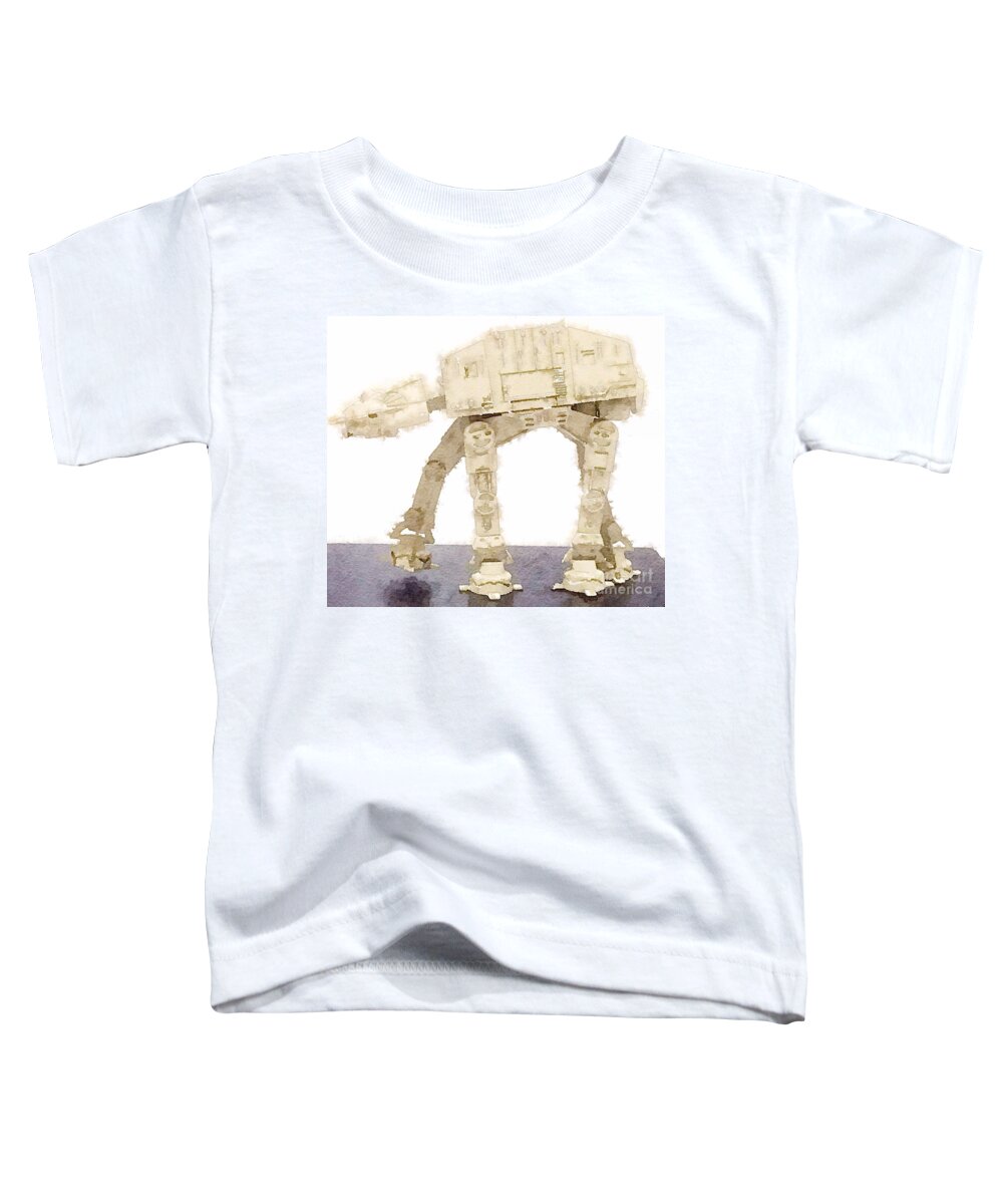 Aquarelle Toddler T-Shirt featuring the painting AT-AT All Terrain Armored Transport by HELGE Art Gallery