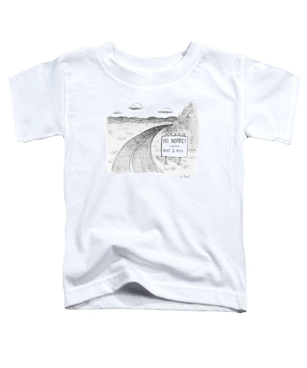 Road Signs Toddler T-Shirt featuring the drawing At The Side Of A Stretch Of Rural Road by Roz Chast